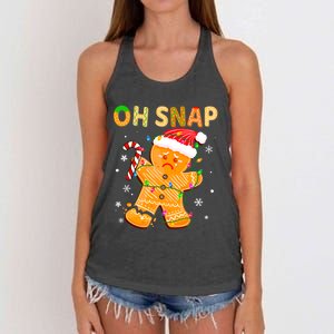 Gingerbread Man Oh Snap Funny Cute Christmas Women's Knotted Racerback Tank