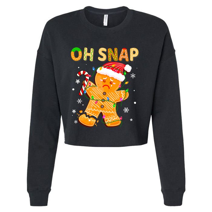 Gingerbread Man Oh Snap Funny Cute Christmas Cropped Pullover Crew