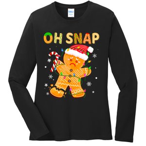 Gingerbread Man Oh Snap Funny Cute Christmas Ladies Long Sleeve Shirt