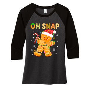 Gingerbread Man Oh Snap Funny Cute Christmas Women's Tri-Blend 3/4-Sleeve Raglan Shirt