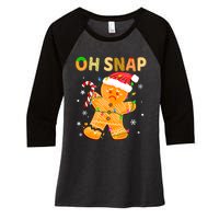 Gingerbread Man Oh Snap Funny Cute Christmas Women's Tri-Blend 3/4-Sleeve Raglan Shirt