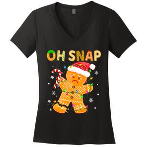 Gingerbread Man Oh Snap Funny Cute Christmas Women's V-Neck T-Shirt