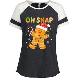 Gingerbread Man Oh Snap Funny Cute Christmas Enza Ladies Jersey Colorblock Tee