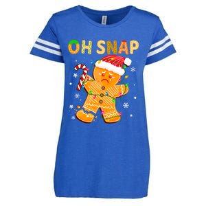 Gingerbread Man Oh Snap Funny Cute Christmas Enza Ladies Jersey Football T-Shirt