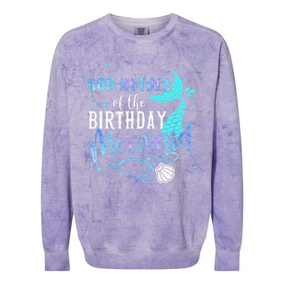 GOD MOTHER Of The Birthday Mermaid Matching Family Party Colorblast Crewneck Sweatshirt