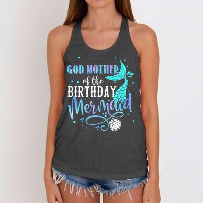 GOD MOTHER Of The Birthday Mermaid Matching Family Party Women's Knotted Racerback Tank