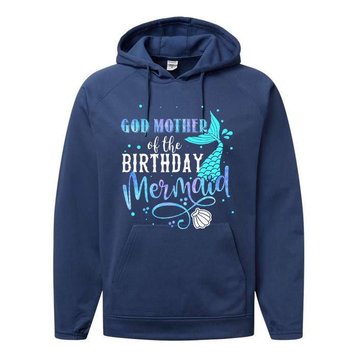 GOD MOTHER Of The Birthday Mermaid Matching Family Party Performance Fleece Hoodie