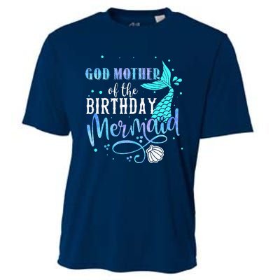 GOD MOTHER Of The Birthday Mermaid Matching Family Party Cooling Performance Crew T-Shirt