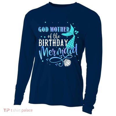 GOD MOTHER Of The Birthday Mermaid Matching Family Party Cooling Performance Long Sleeve Crew