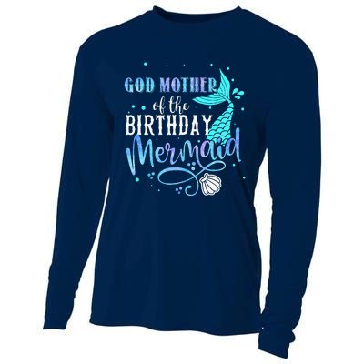 GOD MOTHER Of The Birthday Mermaid Matching Family Party Cooling Performance Long Sleeve Crew