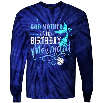 GOD MOTHER Of The Birthday Mermaid Matching Family Party Tie-Dye Long Sleeve Shirt