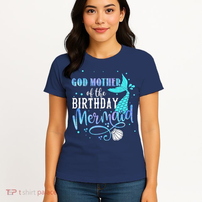GOD MOTHER Of The Birthday Mermaid Matching Family Party Womens T-Shirt