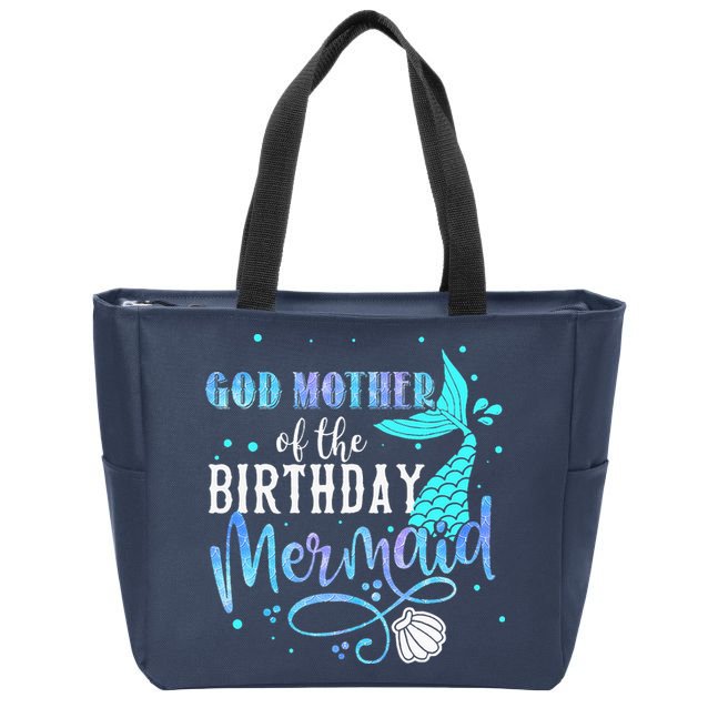 GOD MOTHER Of The Birthday Mermaid Matching Family Party Zip Tote Bag