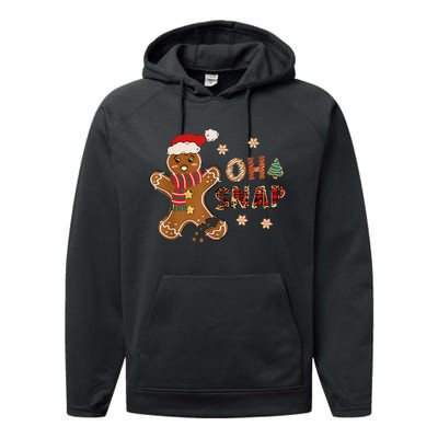 Gingerbread Man Oh Snap Christmas Funny Cookie Baking Performance Fleece Hoodie