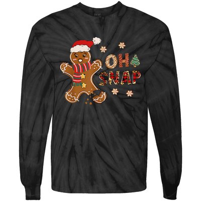 Gingerbread Man Oh Snap Christmas Funny Cookie Baking Tie-Dye Long Sleeve Shirt