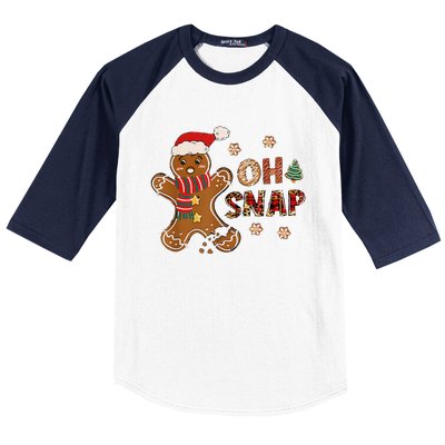 Gingerbread Man Oh Snap Christmas Funny Cookie Baking Baseball Sleeve Shirt