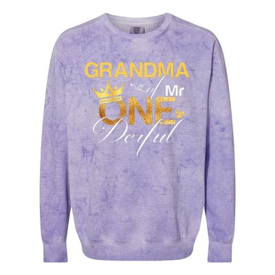 Grandma Mr Onederful 1st Birthday First One Derful Matching Colorblast Crewneck Sweatshirt