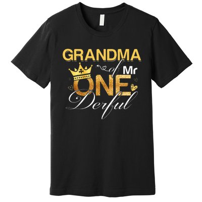 Grandma Mr Onederful 1st Birthday First One Derful Matching Premium T-Shirt