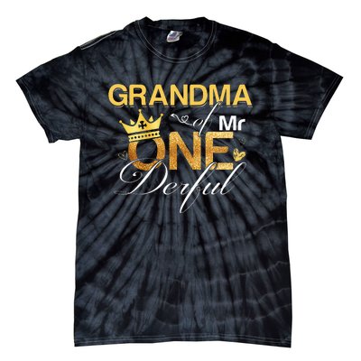 Grandma Mr Onederful 1st Birthday First One Derful Matching Tie-Dye T-Shirt