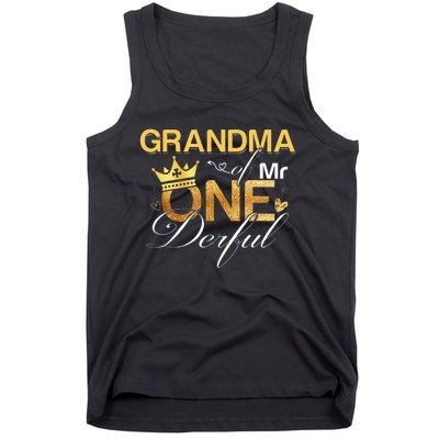 Grandma Mr Onederful 1st Birthday First One Derful Matching Tank Top