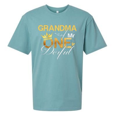 Grandma Mr Onederful 1st Birthday First One Derful Matching Sueded Cloud Jersey T-Shirt