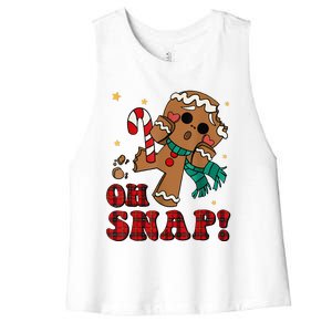 Gingerbread Man Oh Snap Christmas Funny Cookie Baking Women's Racerback Cropped Tank