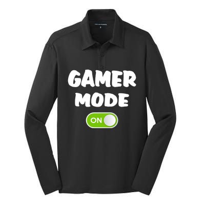 Game Mode On Cool Gaming Gift Meaningful Gift Silk Touch Performance Long Sleeve Polo