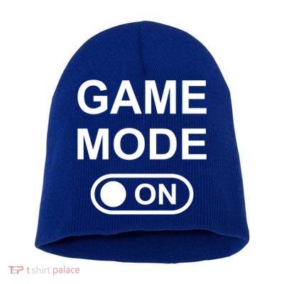 Game Mode On Funny Gaming Cool Gamer Simple Gift Short Acrylic Beanie