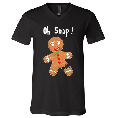 Gingerbread Man Oh Snap Christmas Cookie Costume Baking Team V-Neck T-Shirt