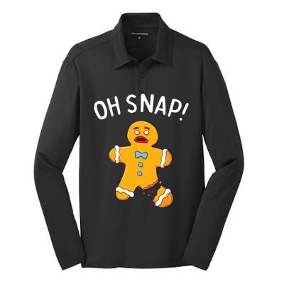 Gingerbread Man Oh Snap Christmas Funny Cookie Baking Gift Silk Touch Performance Long Sleeve Polo