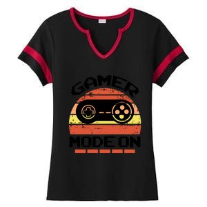 Gamer Mode On Level Up Gaming Culture Merch Video Games Cute Gift Ladies Halftime Notch Neck Tee