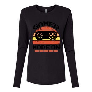 Gamer Mode On Level Up Gaming Culture Merch Video Games Cute Gift Womens Cotton Relaxed Long Sleeve T-Shirt