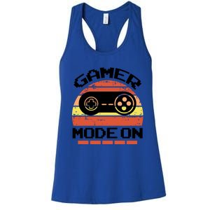 Gamer Mode On Level Up Gaming Culture Merch Video Games Cute Gift Women's Racerback Tank