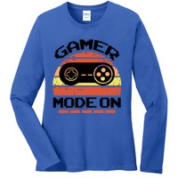 Gamer Mode On Level Up Gaming Culture Merch Video Games Cute Gift Ladies Long Sleeve Shirt