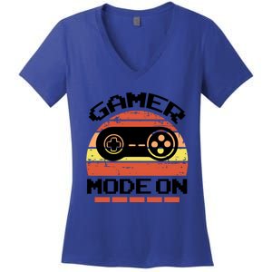 Gamer Mode On Level Up Gaming Culture Merch Video Games Cute Gift Women's V-Neck T-Shirt