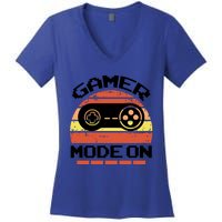 Gamer Mode On Level Up Gaming Culture Merch Video Games Cute Gift Women's V-Neck T-Shirt