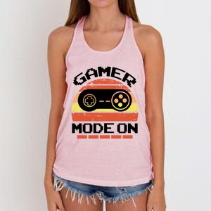 Gamer Mode On Level Up Gaming Culture Merch Video Games Cute Gift Women's Knotted Racerback Tank