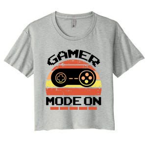 Gamer Mode On Level Up Gaming Culture Merch Video Games Cute Gift Women's Crop Top Tee