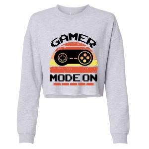 Gamer Mode On Level Up Gaming Culture Merch Video Games Cute Gift Cropped Pullover Crew