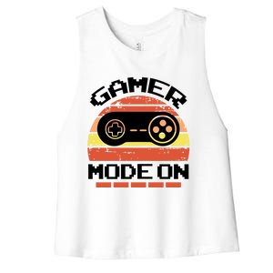 Gamer Mode On Level Up Gaming Culture Merch Video Games Cute Gift Women's Racerback Cropped Tank