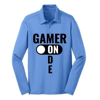 Gamer Mode On Funny Gaming Gift Great Gift Silk Touch Performance Long Sleeve Polo