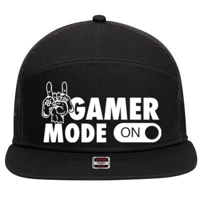 Gamer Mode On Awesome Video Game Convention Merch Gift 7 Panel Mesh Trucker Snapback Hat