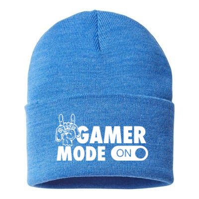 Gamer Mode On Awesome Video Game Convention Merch Gift Sustainable Knit Beanie