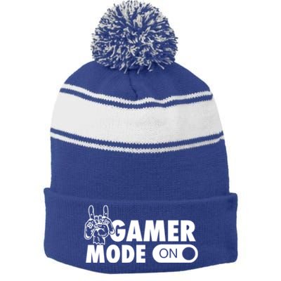 Gamer Mode On Awesome Video Game Convention Merch Gift Stripe Pom Pom Beanie