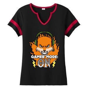 Gamer Mode On Funny Video Gamer Console Gaming Humor Funny Gift Ladies Halftime Notch Neck Tee