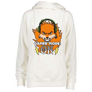 Gamer Mode On Funny Video Gamer Console Gaming Humor Funny Gift Womens Funnel Neck Pullover Hood