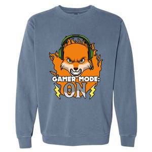 Gamer Mode On Funny Video Gamer Console Gaming Humor Funny Gift Garment-Dyed Sweatshirt