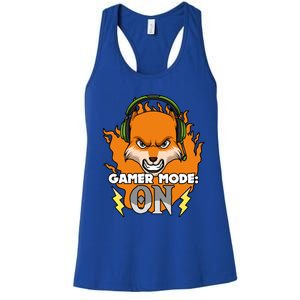 Gamer Mode On Funny Video Gamer Console Gaming Humor Funny Gift Women's Racerback Tank