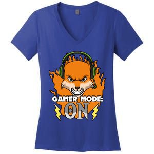 Gamer Mode On Funny Video Gamer Console Gaming Humor Funny Gift Women's V-Neck T-Shirt