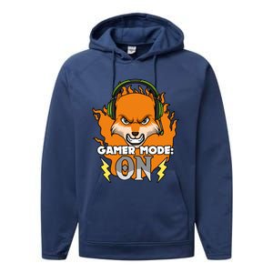 Gamer Mode On Funny Video Gamer Console Gaming Humor Funny Gift Performance Fleece Hoodie